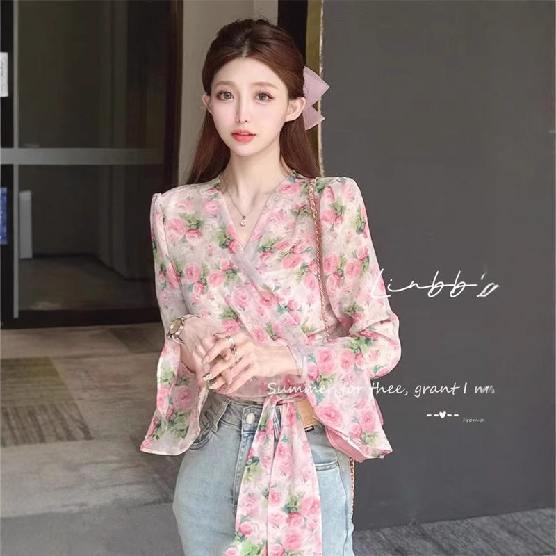 Summer Clothing For Japan - Fashionable Printed Bow Irregular Bandage Floral