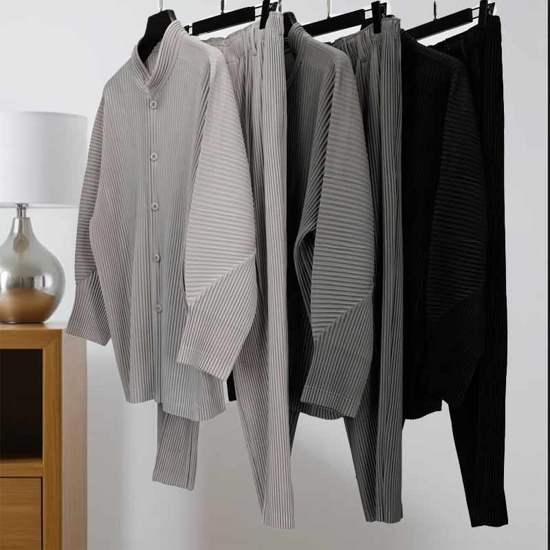 Miyake Pleated Casual Solid Pa - đánh giá và giá Japanese Summer Clothing Men