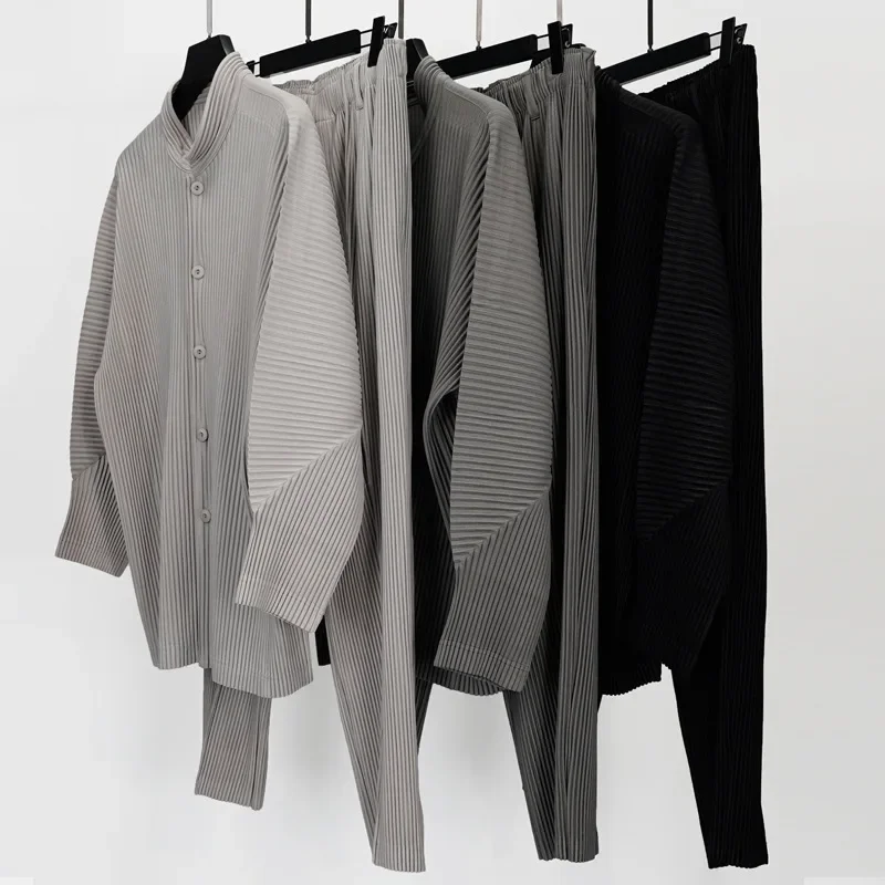 Miyake Pleated Casual Solid Pa - đánh giá và giá Japanese Summer Clothing Men