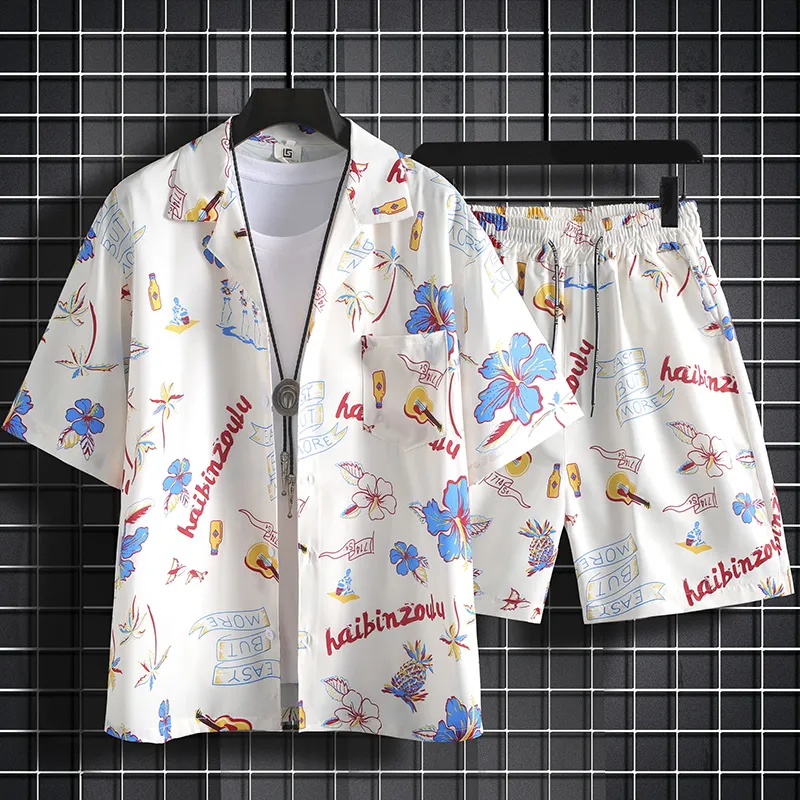 Men Hawaiian Print 2 Piece Set - đánh giá và giá Beach Shirt Hawaiian