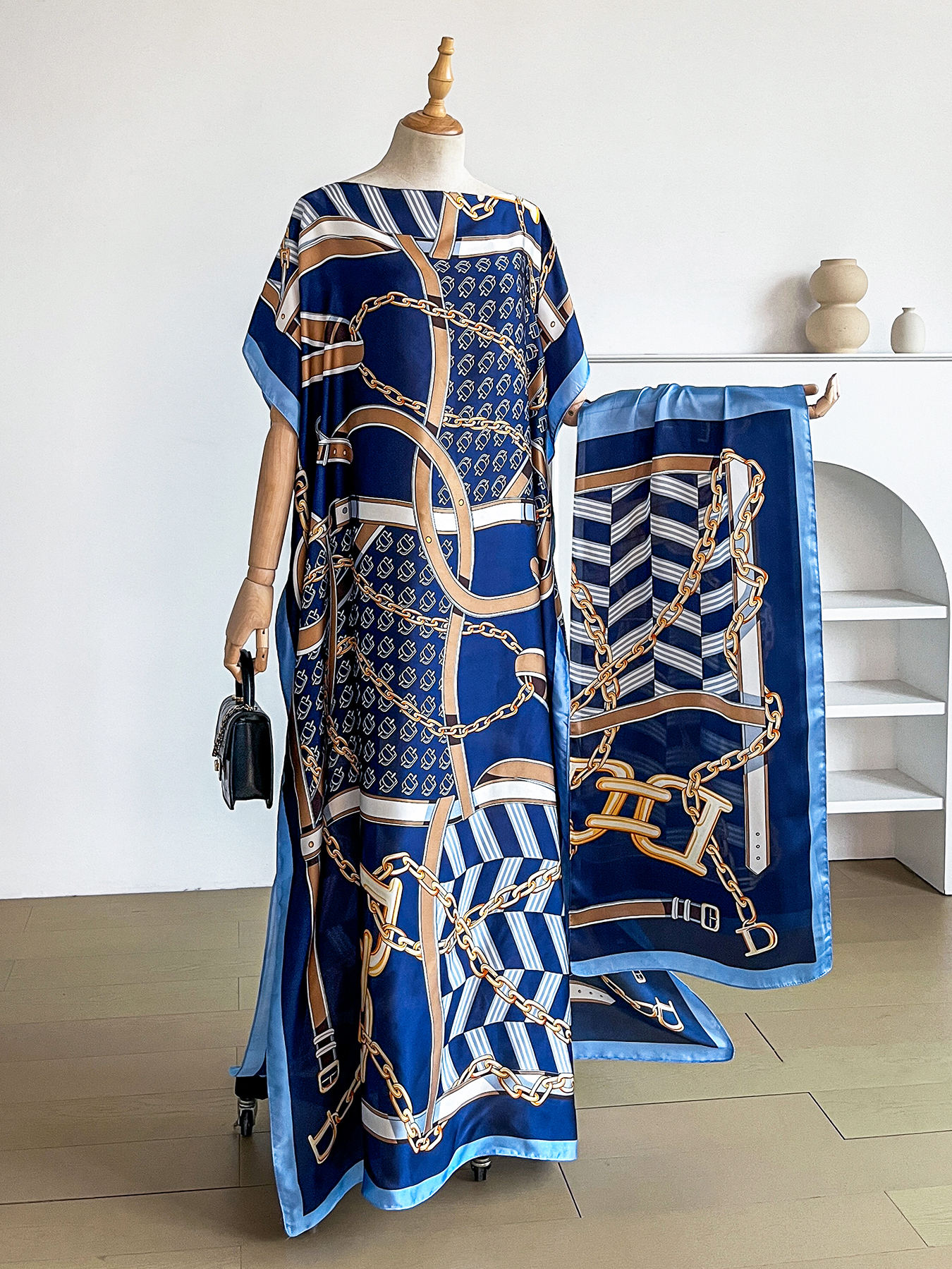 Popular Chain Print Boat Neck  - đánh giá và giá Summer Clothing Hijab