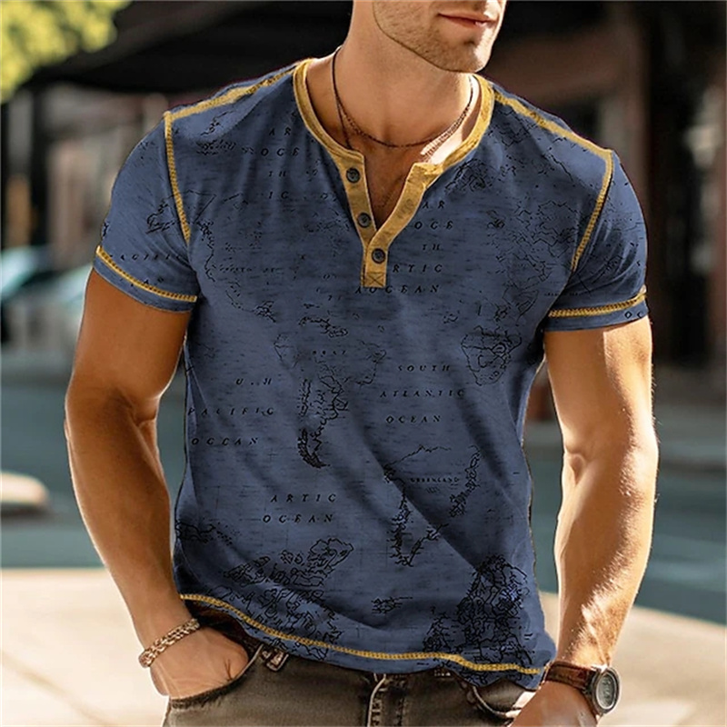 Men's Henry Shirts Funny 3D Pr - đánh giá và giá Summer Clothes Fashion