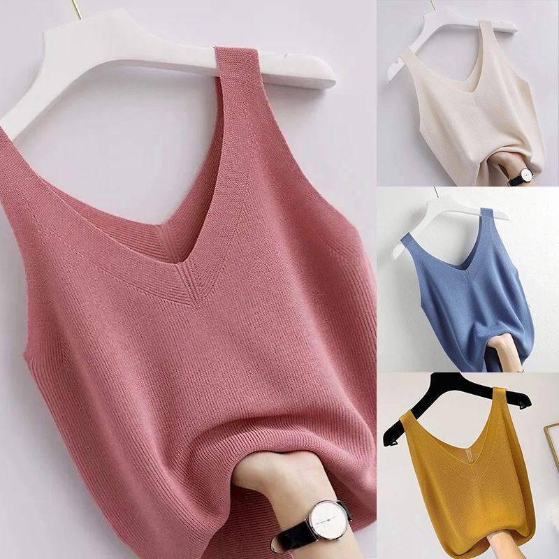 Knitting Vintage Tank Top V-Ne - đánh giá và giá Summer Zara