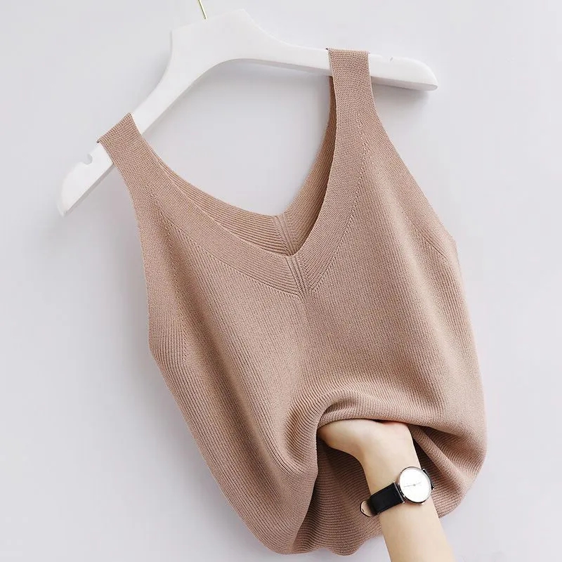 Knitting Vintage Tank Top V-Ne - đánh giá và giá Summer Zara