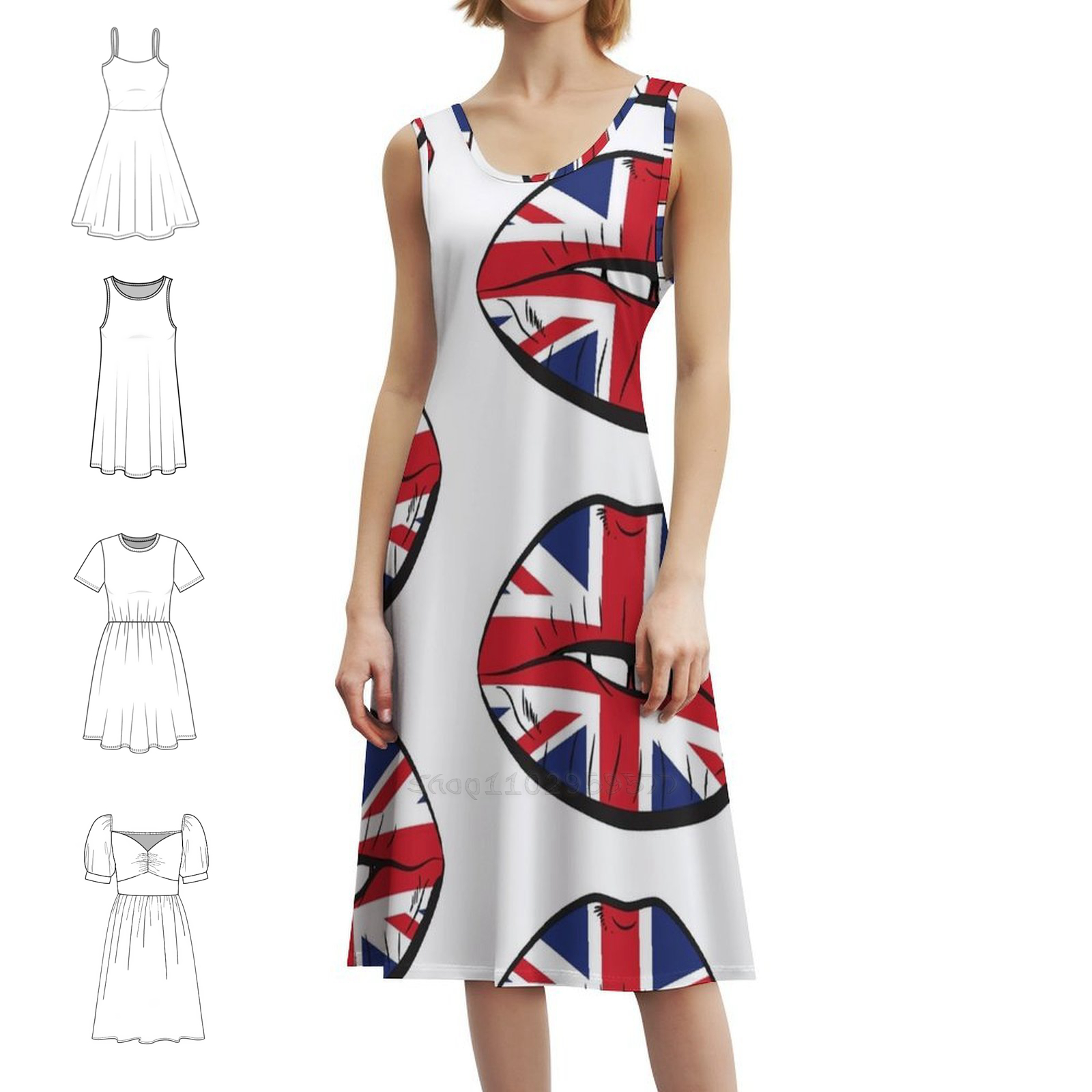 British Flag Fan Lips Uk Fan U - đánh giá và giá Womens Summer Clothing Uk